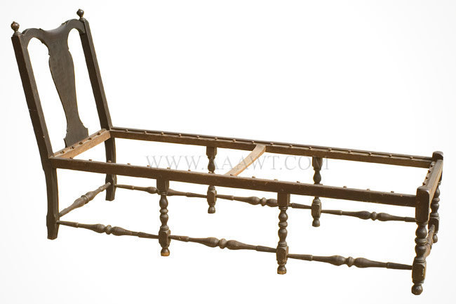 Antique Queen Anne Day Bed with Vasiform Splat, 18th Century, angle view
